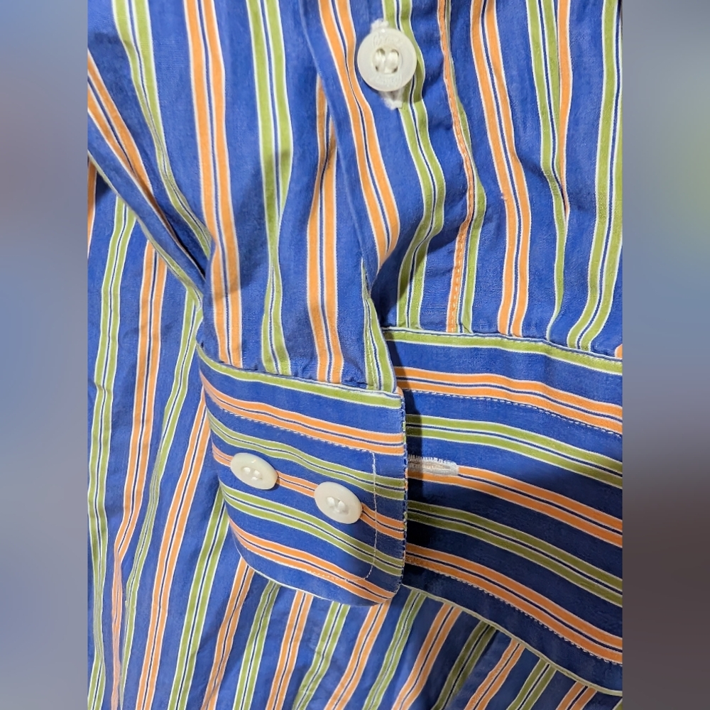 BRIONI Made In ITALY Multi-Color Stripe Cooton Dress Shirt Men’s Size XL. - Picture 6 of 7